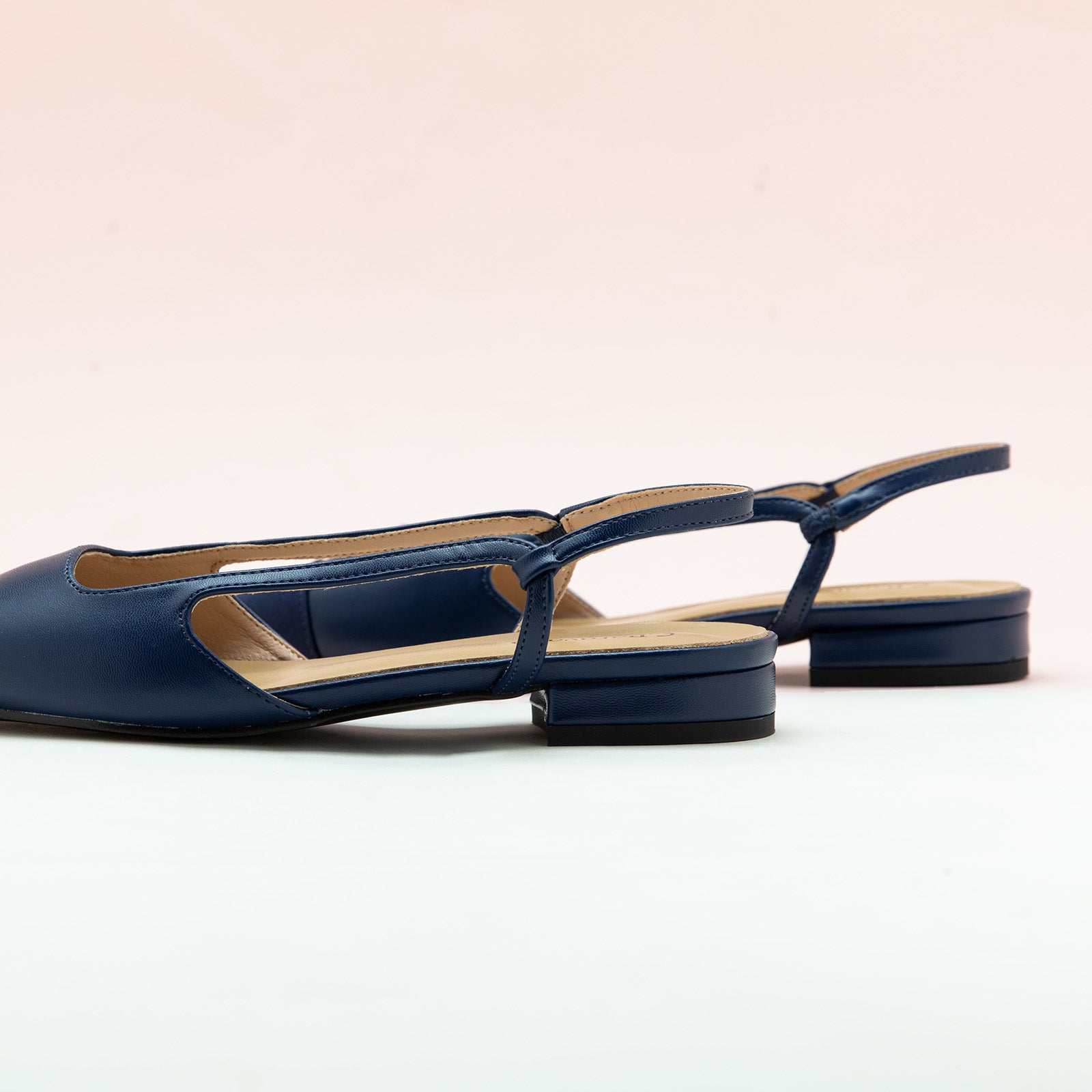 Navy Elegant Pointe Toe Slingback Flats, a modern and edgy choice for city styling with a touch of sophistication