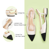 White Pointe Toe Flats with a slingback, perfect for a confident and fashionable look in any urban setting