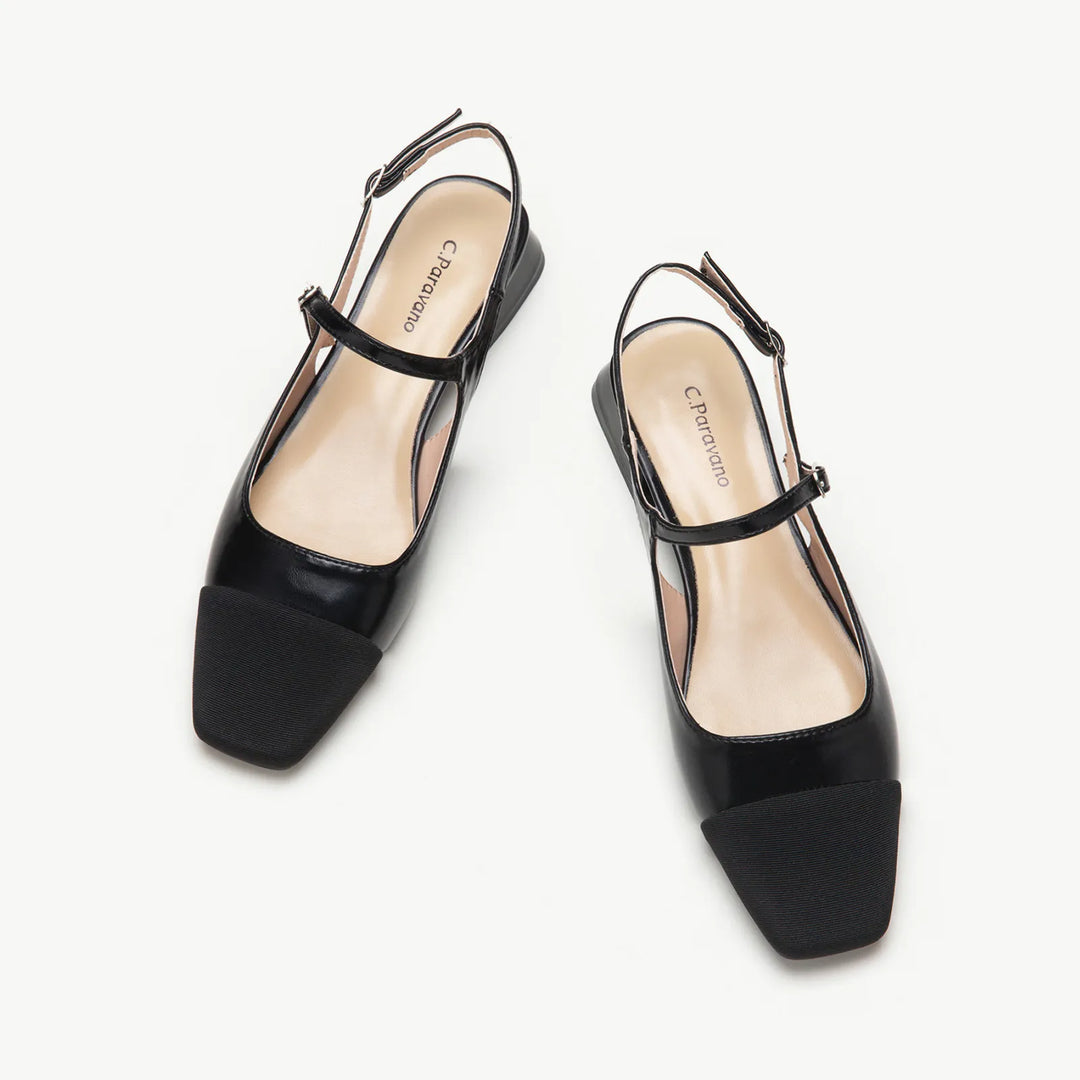 C.Paravano Women s Ballet Bombas Slippers Shoes Squared Toe Slingback Flats Business Shoes Ladies Brown 42