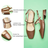 Square-Toe Sleek Slingback Flats (Felicia)