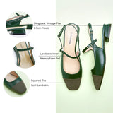 Square-Toe Slingback Flats (Felicia)