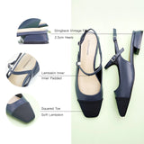 スクエアトゥ スリングバックフラットシューズ (フェリシア)(SALE)（EU）