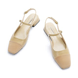 スクエアトゥ スリングバックフラットシューズ (フェリシア)(SALE)（EU）