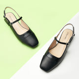 Square-Toe Slingback Flats (Felicia)