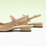 Beige Slingback Flats with a squared toe, providing both style and comfort for everyday wear