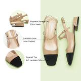 スクエアトゥ スリングバックフラットシューズ (フェリシア)(SALE)（EU）