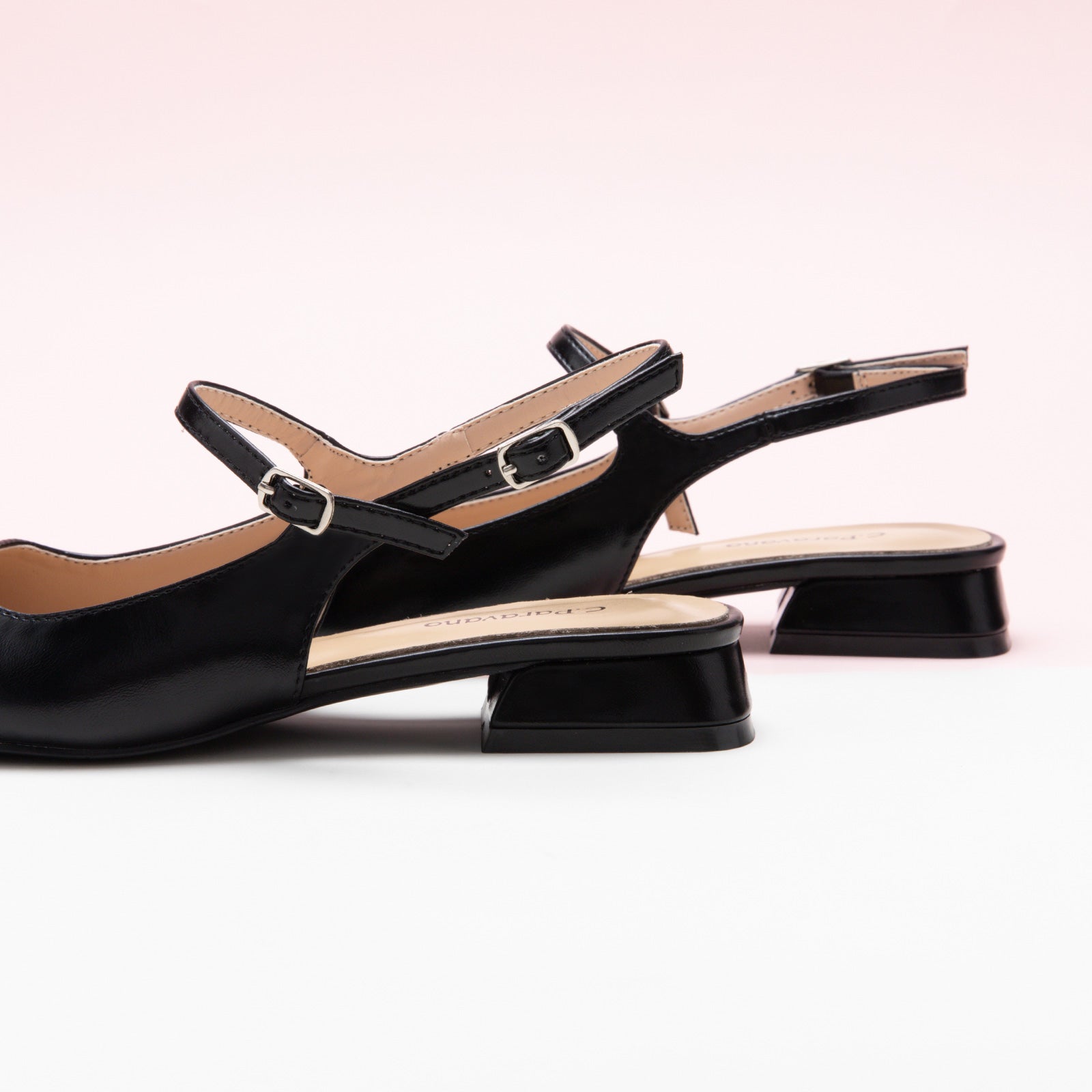 Black Squared Toe Slingback Flats, perfect for city living with a touch of contemporary sophistication