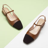 Squared Toe Slingback Flats in Brown, a warm and versatile choice for adding a touch of natural charm to your ensemble