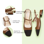 Brown Slingback Flats with a squared toe, providing a cozy and stylish addition to your footwear collection.