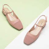 Squared Toe Slingback Flats in Pink, a feminine and stylish choice for a playful and vibrant look