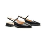 Square-Toe Sleek Slingback Flats (Felicia)