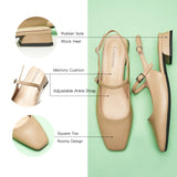 Square-Toe Sleek Slingback Flats (Felicia)