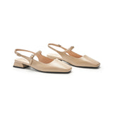 Square-Toe Sleek Slingback Flats (Felicia)