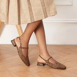 Square-Toe Sleek Slingback Flats (Felicia) Leopard
