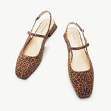 Square-Toe Sleek Slingback Flats (Felicia) Leopard