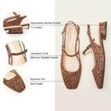 Square-Toe Sleek Slingback Flats (Felicia) Leopard