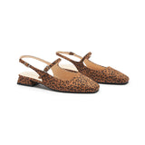 Square-Toe Sleek Slingback Flats (Felicia) Leopard