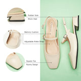 Square-Toe Sleek Slingback Flats (Felicia)