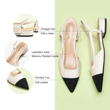Cap-Toe Slingback Flats (Freya) White