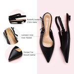  Black Slingback Flats with a Side Bowknot, perfect for a confident and fashionable look in any urban setting