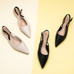  Black Slingback Flats with a Side Bowknot, perfect for a confident and fashionable look in any urban setting