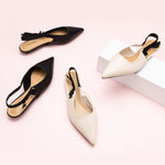 Pure White Delight: Slingback Flats in White with a Side Bowknot, perfect for a fresh and elegant addition to your footwear collection.