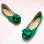 Deep and Lush: Dark Green Flower Decor Ballerina, an embodiment of natural elegance