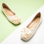 Timeless Elegance: Flower Decor Ballerina in Classic White, exuding sophistication and purity