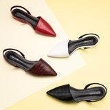 Chic black croc print slingback flats for women – a stylish and versatile choice for a sophisticated look.