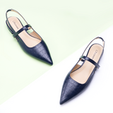 Pointed Toe Slingback Flats (Freya)（SALE）