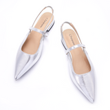 Pointed Toe Slingback Flats (Freya)（SALE）