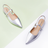 Pointed Toe Slingback Flats (Freya)（SALE）