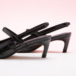 Sleek Pointed Toe Pumps in Black with straps and slingback, a versatile and chic choice for making a statement
