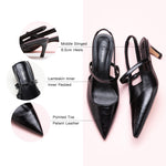 Black Strappy Slingback Pumps with a pointed toe, a chic and minimalist addition to elevate your footwear collection