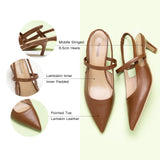 Brown Strappy Slingback Pumps with a pointed toe, providing a cozy and stylish addition to your footwear collection.