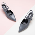 Modern Greys: Sleek Grey Pointed Toe Straps Slingback Pumps, a contemporary and versatile choice for adding a touch of urban sophistication to your ensemble