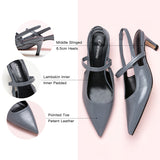 Grey Slingback Pumps with Modern Elegance: These grey pumps exude a contemporary charm with their sleek design and pointed toe