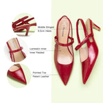 Red Pointed Toe Straps Slingback Pumps, a confident and eye-catching addition to your footwear collection