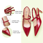 Red Slingback Pumps with a Modern Flair: These red pumps add a contemporary touch with their sleek design and pointed toe