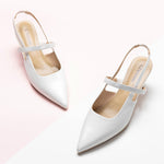Chic White Slingback Heels: Elevate your fashion game with these sleek white pointed-toe slingback pumps, perfect for any occasion