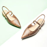 Pointed Toe Slingback Flats (Freya)（SALE）