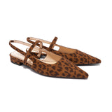 Pointed Toe Slingback Flats (Freya)（Leopard）