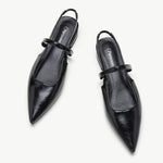 Black Sleek Pointed Toe Slingback Flats: A pair of elegant black pointed-toe slingback flats for a timeless and stylish look