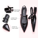  Black Strappy Slingback Flats with a pointed toe, a chic and minimalist addition to elevate your footwear collection