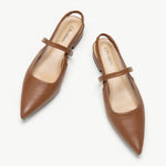 Brown Sleek Pointed Toe Slingback Flats: A pair of elegant brown pointed-toe slingback flats for a timeless and stylish look.