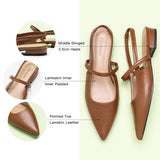 Brown Slingback Flats with Modern Elegance: These brown flats offer a contemporary touch with their sleek design and pointed toe.