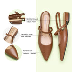 Brown Strappy Slingback Flats with a pointed toe, providing a cozy and stylish addition to your footwear collection