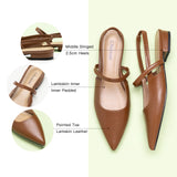 Brown Strappy Slingback Flats with a pointed toe, providing a cozy and stylish addition to your footwear collection