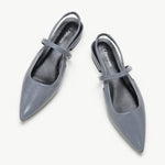 Grey Sleek Pointed Toe Slingback Flats: A pair of elegant grey pointed-toe slingback flats for a timeless and stylish look