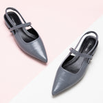 Chic Grey Slingback Flats: Elevate your fashion game with these sleek grey pointed-toe slingback flats, perfect for any occasion.